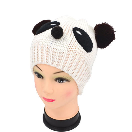 Winter Knitted Panda Braided Beanie Oversized Hat - White (10 PCs) image 1