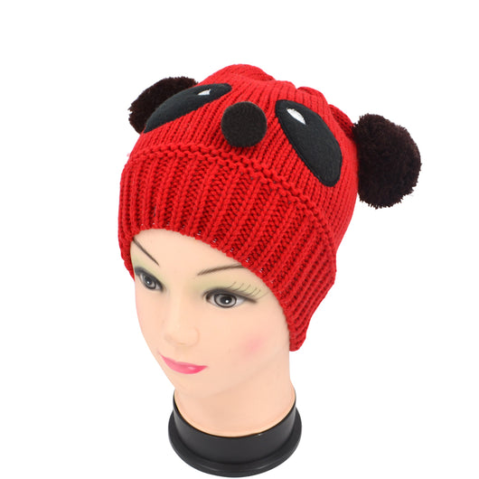 Winter Knitted Panda Braided Beanie Oversized Hat - Red (10 PCs) image 1