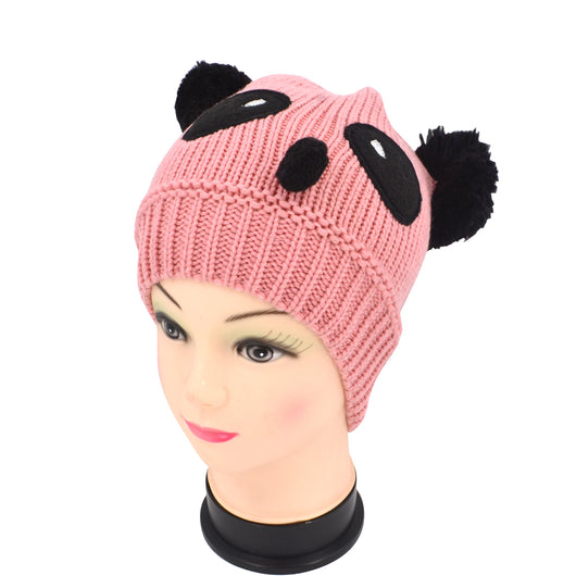Winter Knitted Panda Braided Beanie Oversized Hat - Pink (10 PCs) image 1