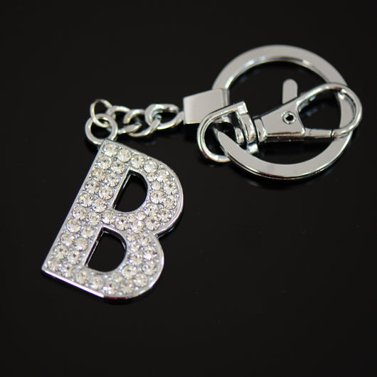 Diamante Letter B Keyring - Silver image 1