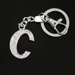 Diamante Letter C Keyring - Silver image 1