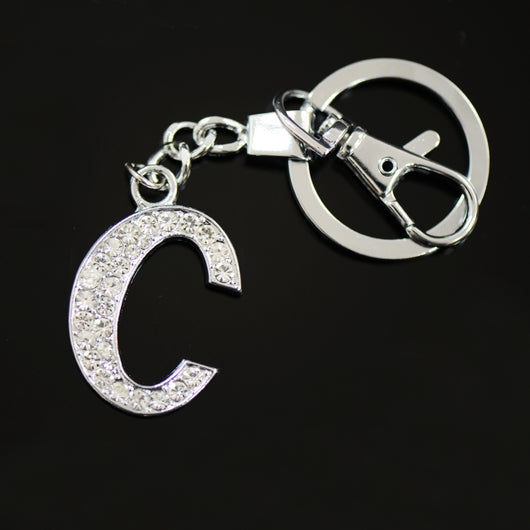 Diamante Letter C Keyring - Silver image 1