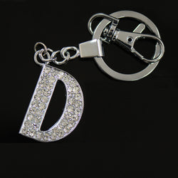 Diamante Letter D Keyring - Silver image 1