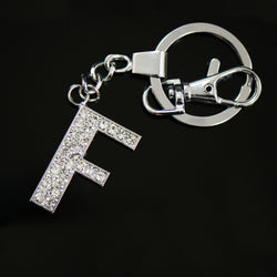 Diamante Letter F Keyring - Silver image 1