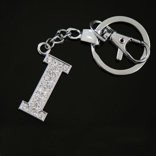 Diamante Letter I Keyring - Silver image 1