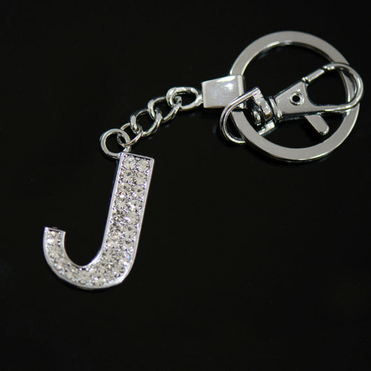 Diamante Letter J Keyring - Silver image 1