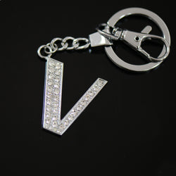 Diamante Letter V Keyring - Silver image 1