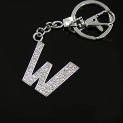 Diamante Letter W Keyring - Silver image 1