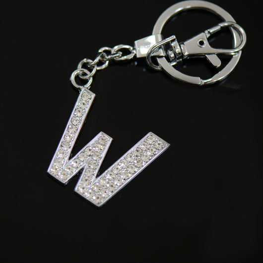 Diamante Letter W Keyring - Silver image 1