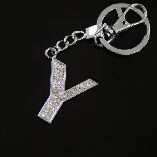 Diamante Letter Y Keyring - Silver image 1