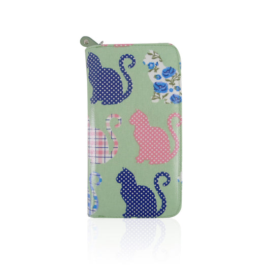Kitty Pattern Purse Long - GREEN image 1
