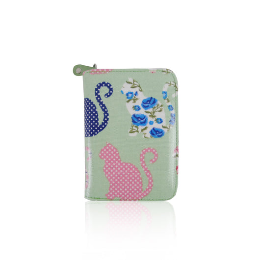 Kitty Pattern Purse Short - GREEN image 1