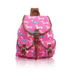 Sausage Dog Retro Rucksack - Fuchsia image 1