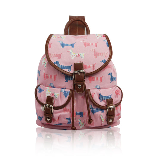 Sausage Dog Retro Rucksack - Pink image 1