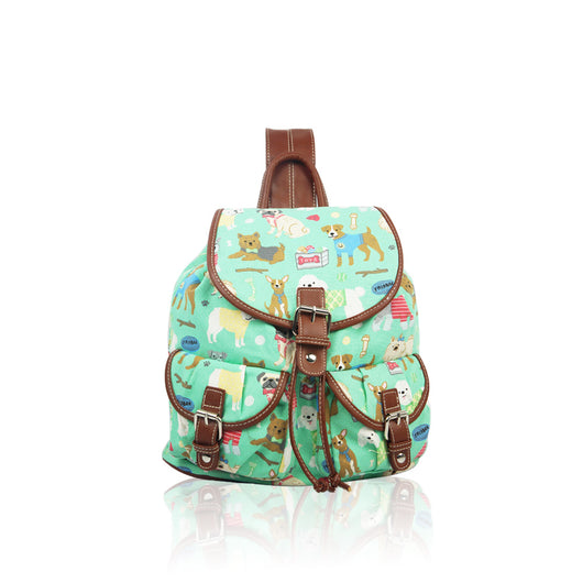 Mixed Dog Retro Rucksack - Green image 1