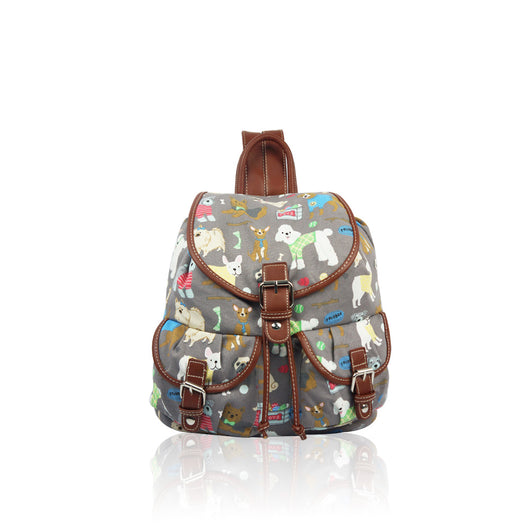 Mixed Dog Retro Rucksack - Grey image 1