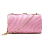 Woven Clutch With Chain Tassel - Pink image 1