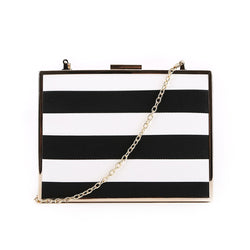 Black & White Stripe Box Clutch image 1