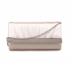 Satin Style Pleated Clutch Bag -  Champagne image 1