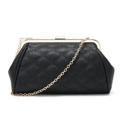 Quilted Faux Leather Clutch - Black image 1