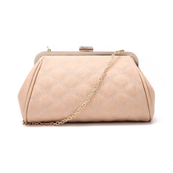 Quilted Faux Leather Clutch - Nude image 1