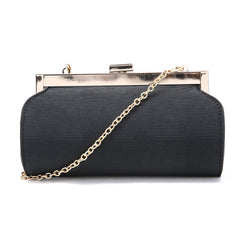 Textured Rounded Clutch Bag - Black image 1