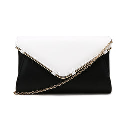 Metal Edged Envelope Clutch - Black/Ivory image 1