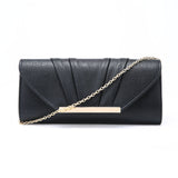 Pleated Envelope Clutch in Faux Leather - Black image 1