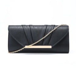 Pleated Envelope Clutch in Faux Leather - Black image 1