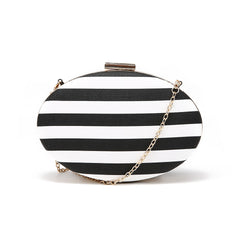 Striped Oval Clutch - Black/White image 1
