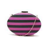 Striped Oval Clutch - Black/Purple image 1