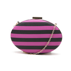Striped Oval Clutch - Black/Purple image 1