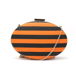 Striped Oval Clutch - Black/Orange image 1