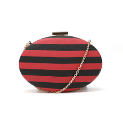 Striped Oval Clutch - Black/Red image 1
