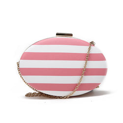 Striped Oval Clutch - White/Pink image 1