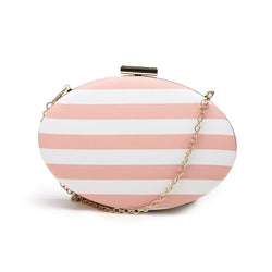 Striped Oval Clutch - White/Nude image 1