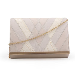 Diagonal Patch Evening Bag - Beige image 1