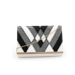 Diagonal Patch Evening Bag - White image 1