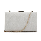 Lace Elongated Box Clutch - Beige image 1