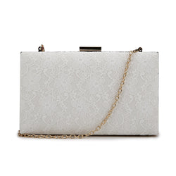 Lace Elongated Box Clutch - Beige image 1