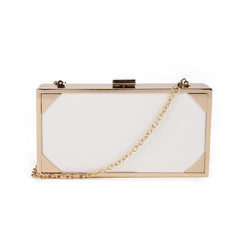 Corner Trim Box Clutch - White image 1