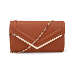 Arrow Shaped Flap Clutch - Tan image 1