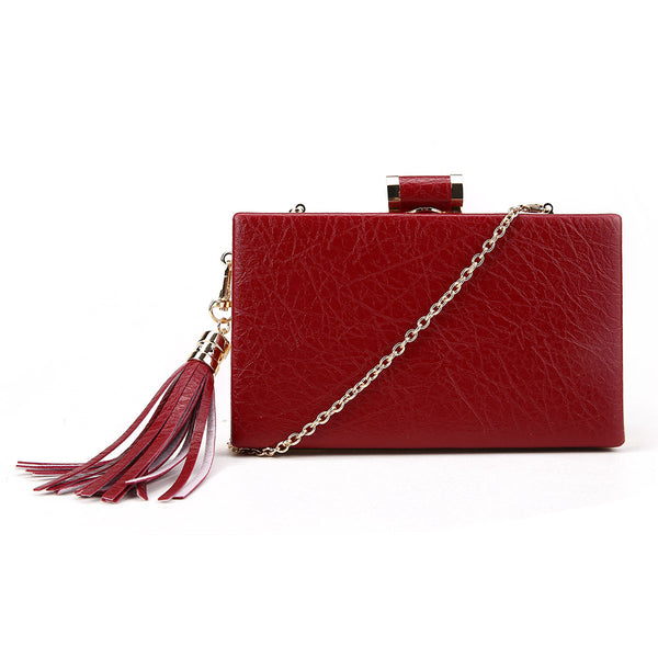 Tassel Box Clutch - Wine image 1