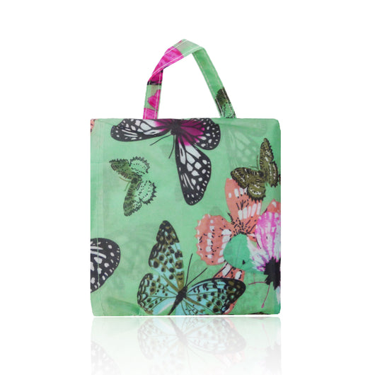 Large Butterfly Foldaway Shopper Bag - Green image 1