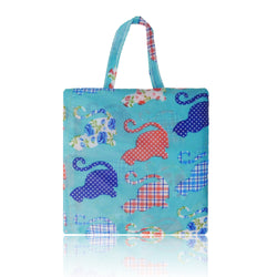 Kitty Pattern Foldaway Shopper Bag - Blue image 1