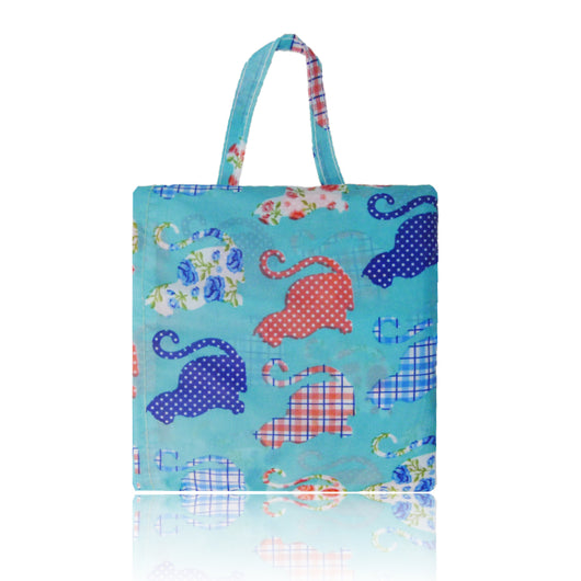 Kitty Pattern Foldaway Shopper Bag - Blue image 1