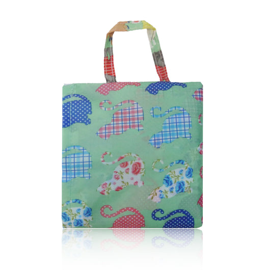 Kitty Pattern Foldaway Shopper Bag - Green image 1
