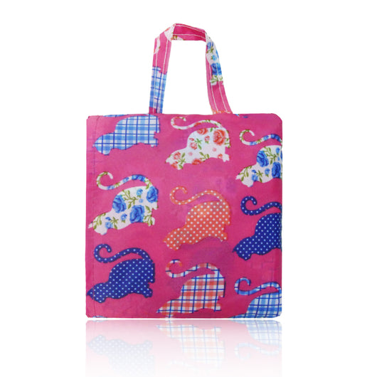 Kitty Pattern Foldaway Shopper Bag - Fuchsia image 1