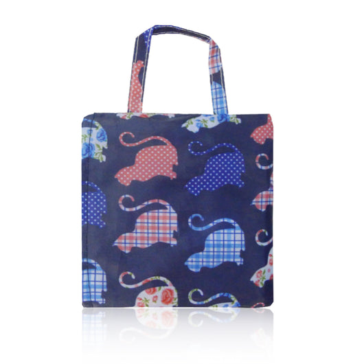 Kitty Pattern Foldaway Shopper - Dark Blue image 1