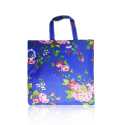 Vintage Flowers Foldaway Shopper Bag - Colbalt Blue image 1